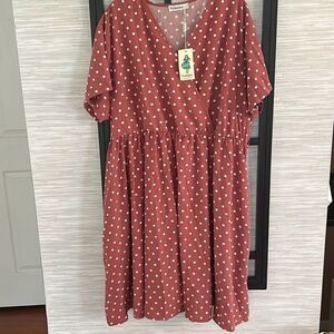 Nemidor mauve polkadot short sleeve dress size 22 plus size (missing belt)